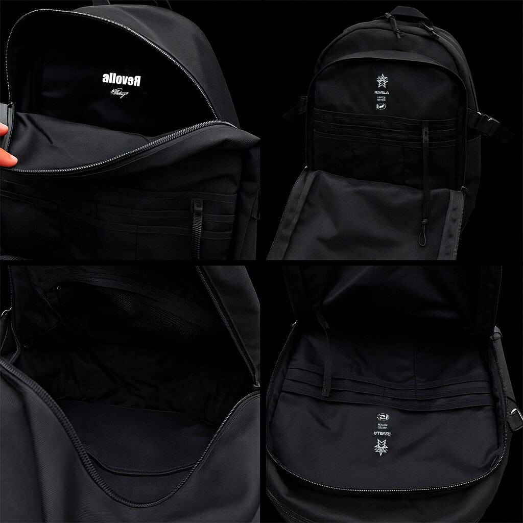 【ブラック】Revolla Secure Backpack 背面ポケット多収納リュック／ カーキ・ブラック ／ ファッション ファッション雑貨 安心 安全 防犯 小物 便利 軽量 大容量