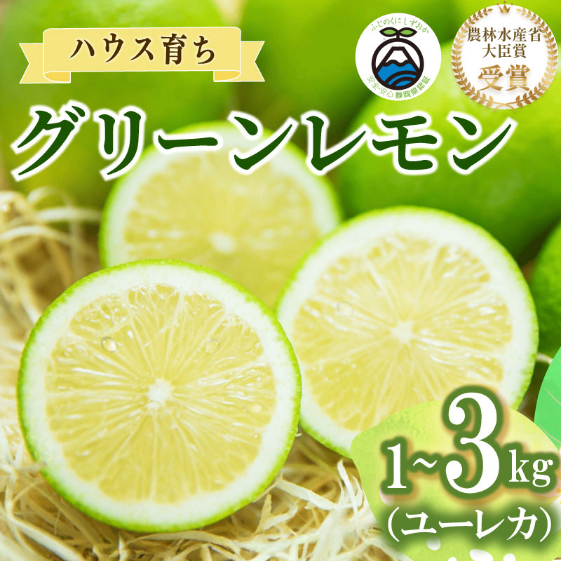 【農林水産大臣賞  予約受付 国産 レモン】選べる 内容量 グリーンレモン 1~3kg れもん 檸檬 Lemon 柑橘類 柑橘 フルーツ 果物 酸っぱい 果肉 酸味 甘み 防腐剤不使用  受賞農園 皮食べ