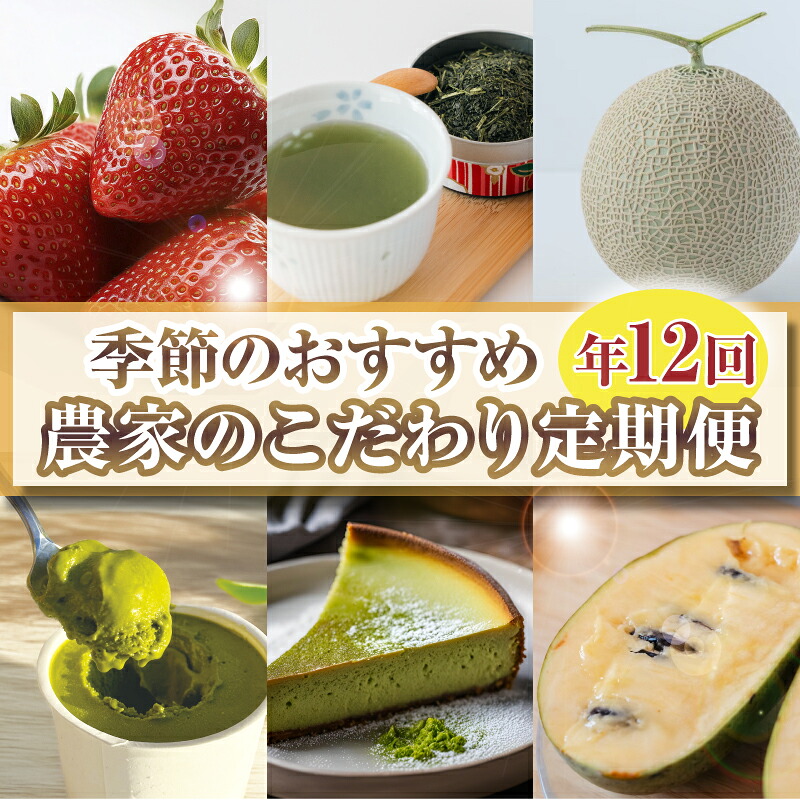 【定期便12回】 定期便 季節のおすすめ 農家のこだわり定期便 年12回 いちご お茶 新茶 メロン アールスメロン 農作物 贅沢 楽しめる 農家 定期便 旬 果物 特産品 季節 産地直送 新鮮 地元