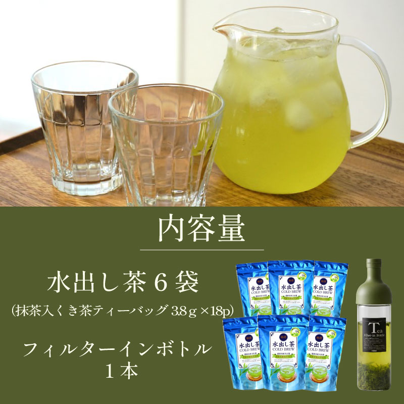 水出し茶 と フィルターインボトル セット お茶 茶 本格的 美味しい おいしい 水出し 簡単 単純 らくらく 夏 美味い オススメ おすすめ 日本茶 静岡茶 牧之原茶 静岡県産 牧之原産 緑茶