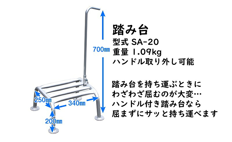 【作業台】軽い！使い易い！長持ちする！アルミ棚下 作業台 SA-20  高所作業用 踏台 四本脚 タイプ 実用的 運搬具 日常 静岡県 牧之原市 株式会社ナガノ