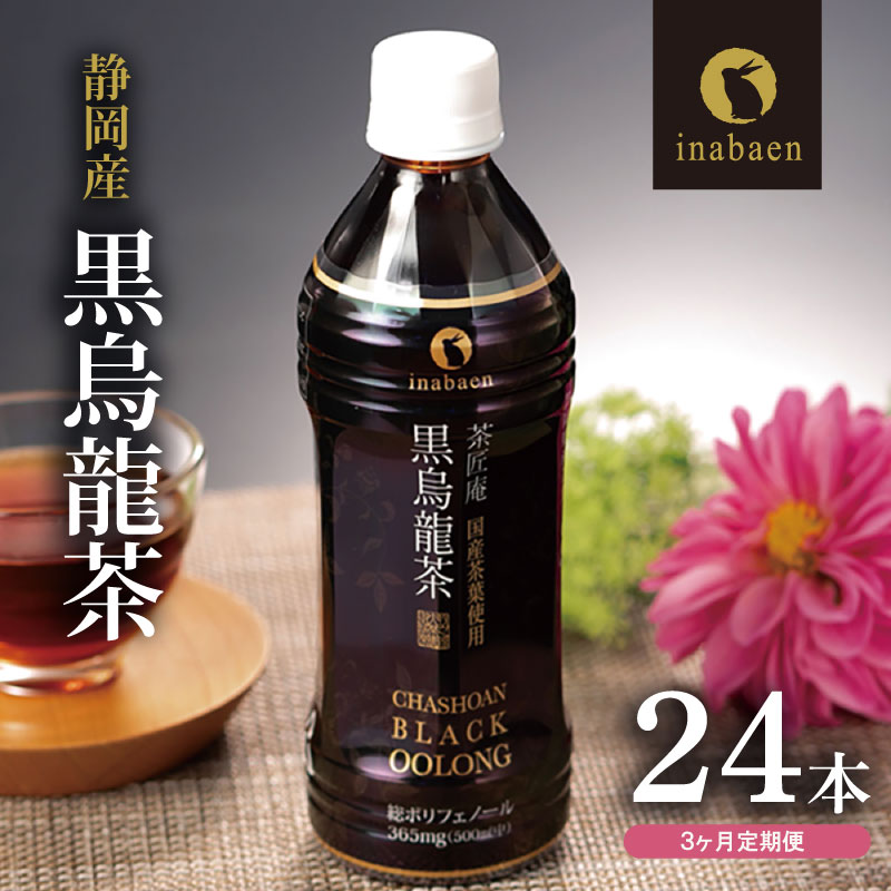 【定期便3か月】静岡県産 黒烏龍茶 500ml × 24本 ペットボトル 黒ウーロン茶 国産 ポリフェノール配合 いなば園 ウーロン茶 ペットボトル飲料 ドリンク 飲料 飲料類 飲み物 飲みもの お茶