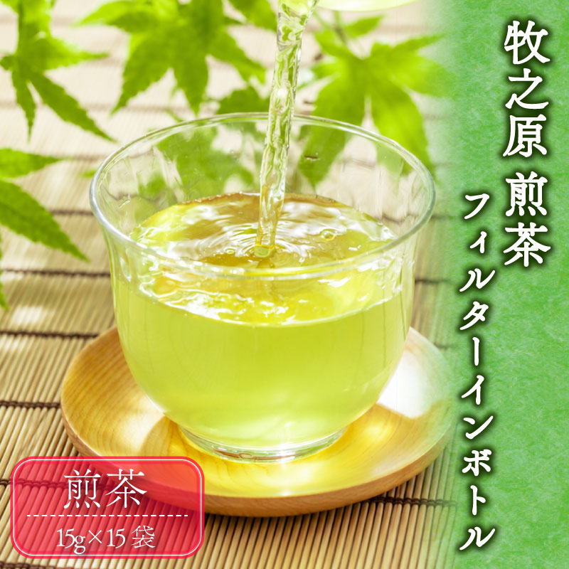 茶葉で簡単おいしい水出し茶を！フィルターインボトルと一煎茶のセット