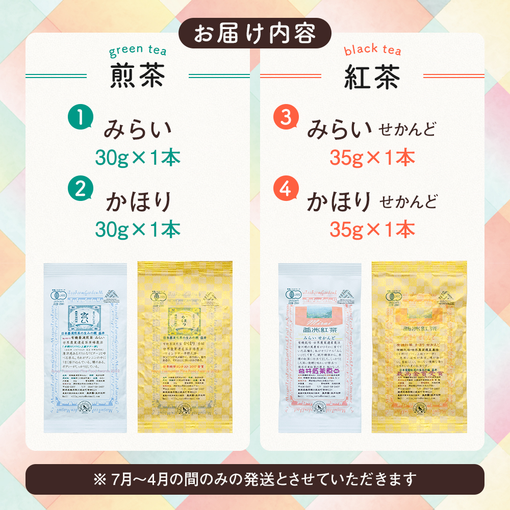 お茶 紅茶 静岡 セット / ますいさんちのお茶（4個セット）