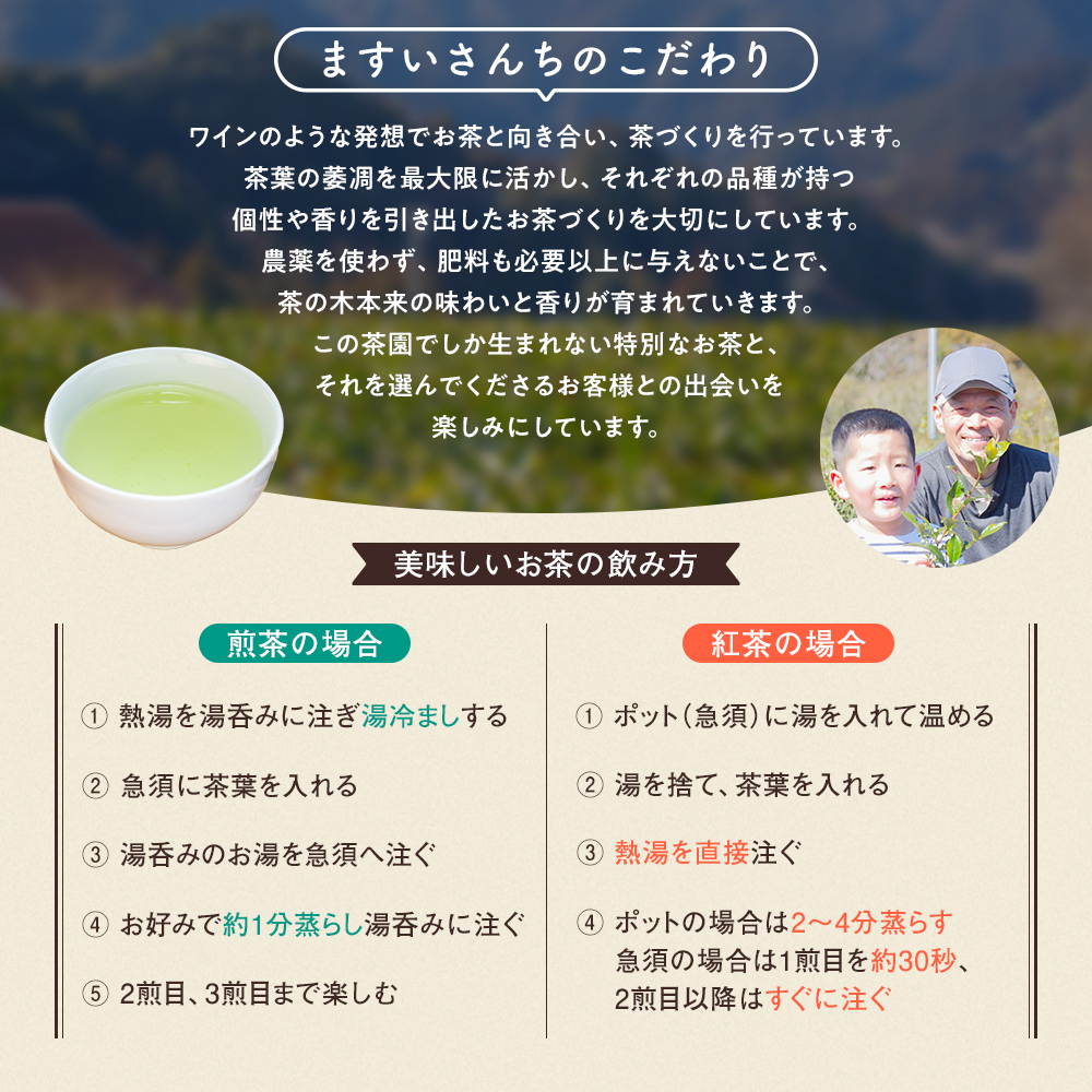 お茶 茶葉 静岡 煎茶 紅茶 / ますいさんちのお茶（14個セット）