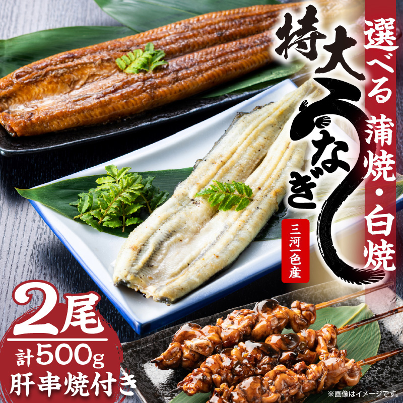 三河一色産 最高級うなぎセット 特大2尾 計500g(冷蔵配送)(蒲焼・白焼組合せ自由)(1697)