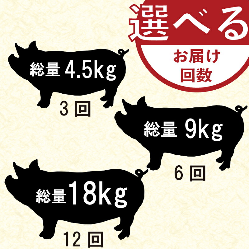 定期便 肉 12回 6回 3回 豚肉 計4.5kg~18㎏ ひき肉 豚 国産 冷凍 小分け お肉 おにく ご飯 おかず ハンバーグ 餃子 コロッケ メンチカツ ミートソース ピーマン 肉詰め 肉じゃが 料理 お弁当 おす