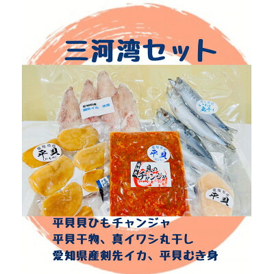 海神丸 三河湾 セット 5種 平貝 ( 貝ひも チャンジャ ・ 干物 ・ むき身 ) ・マイワシ 丸干し ・ ケンサキ イカ 冷凍 海鮮 魚介 海の幸 ご飯 ごはん おかず いわし 貝 愛知県 南知多