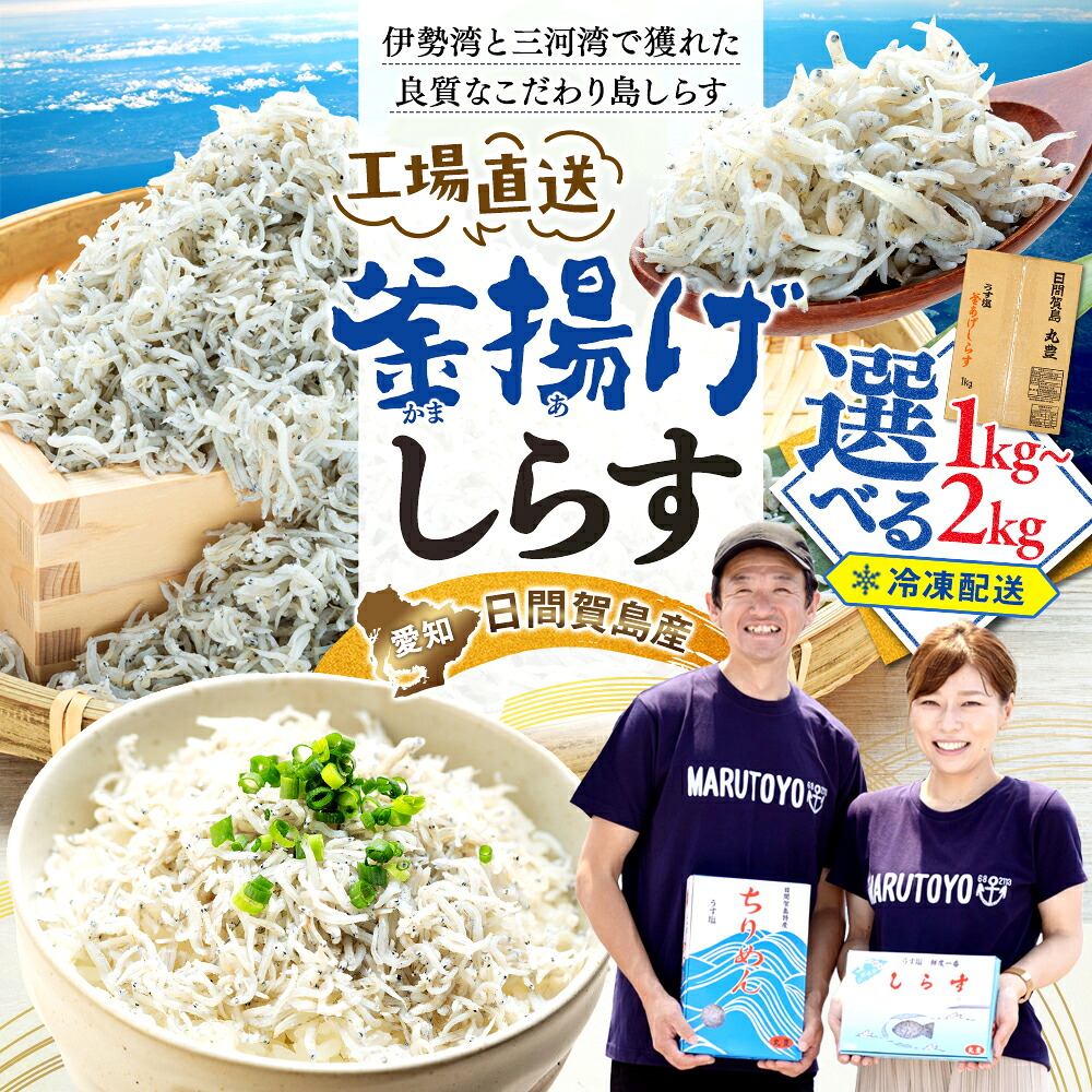 【選べる容量】しらす1~2kg 島の工場から直送 愛知県 日間賀島産 減塩 冷凍 丸豊