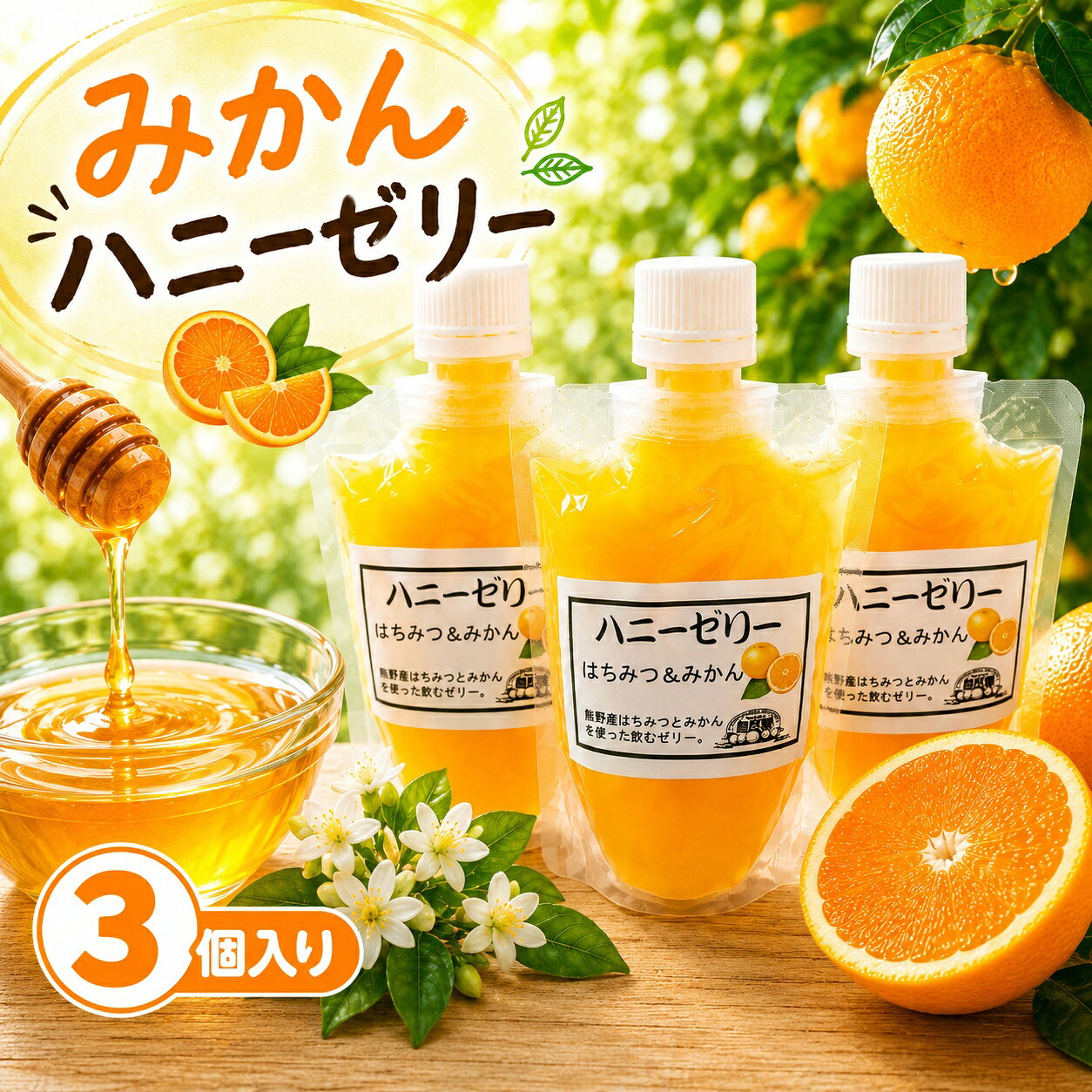 みかんゼリー 無添加 ハニーゼリー 165g×3個