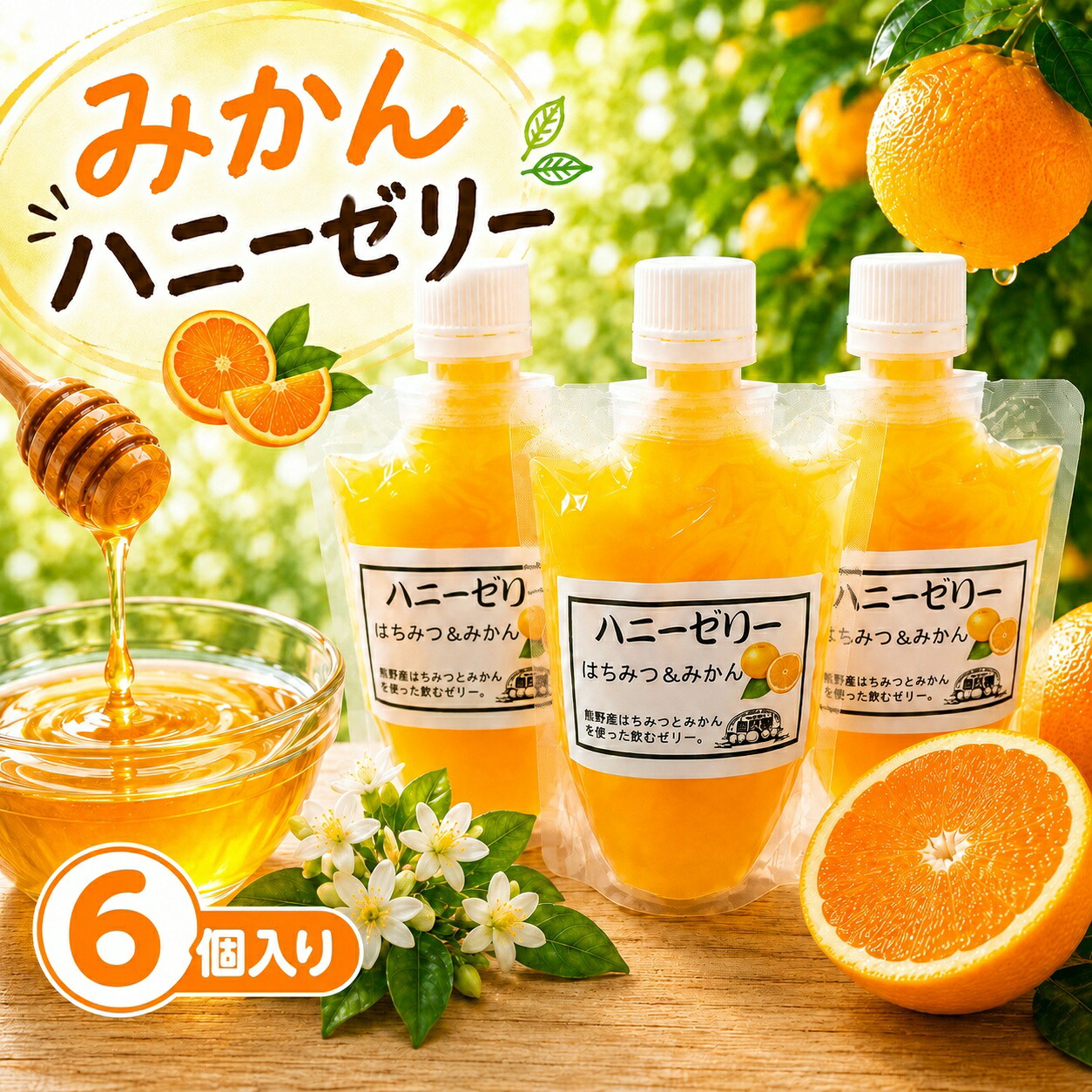 みかんゼリー 無添加 ハニーゼリー 165g×6個