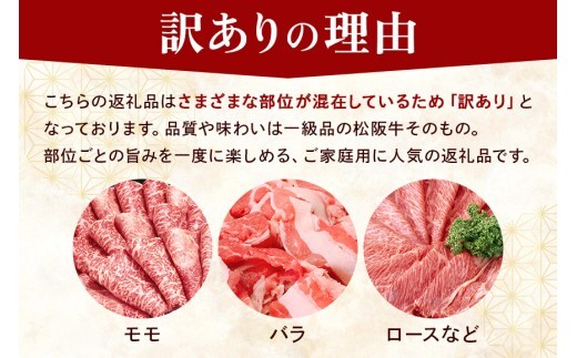 訳あり 松阪牛 小間切れ 切り落とし約600g/冷凍 和牛 松阪牛 カレー 牛煮込み 深蒸し 三重県 大台町(307)