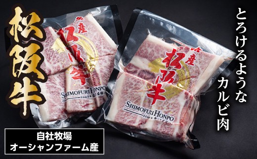 松阪牛 骨付きトロカルビ 約200g×2P／ 冷凍 瀬古食品 JGAP認定 松阪肉 お取り寄せ 牛肉 お肉 肉 和牛 黒毛和牛 国産 国産牛 ブランド牛 骨付きカルビ カルビ 牛カルビ 焼肉 焼肉用