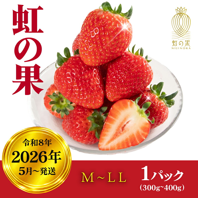 虹の果 夏 いちご 1箱 400g ~ 300g (M~LLサイズ) 冷蔵 贈答用 イチゴ 苺 デザート フルーツ 夏イチゴ にじのか 章姫 あきひめ 果物 期間限定 数量限定 特別栽培 特産品 ブランド