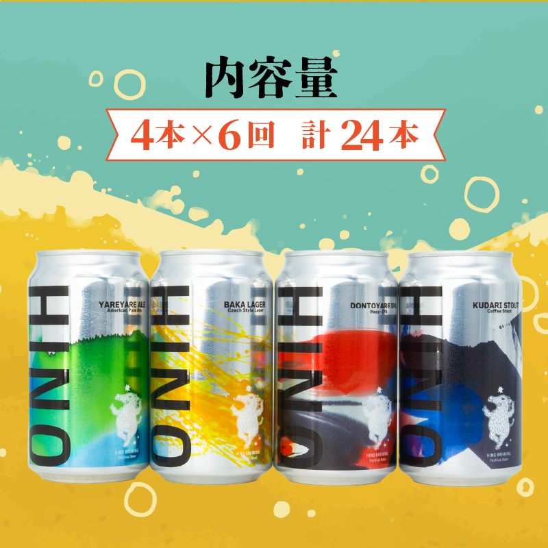 ビール ＜6回定期便＞クラフトビール 缶4種 4本セット 計24本 【 祭りビール 】(350ml×24本)計8400ml | ビール クラフトビール 地ビール 日野ビール びーる 地びーる くらふと