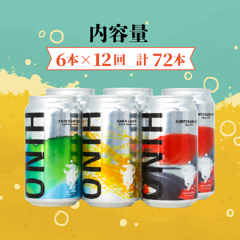 ビール ＜12回定期便＞クラフトビール 缶 3種6本セット 計72本 神輿【 祭りビール 】(350ml×72本) 計25200ml | ビール クラフトビール 地ビール 日野ビール びーる 地びーる
