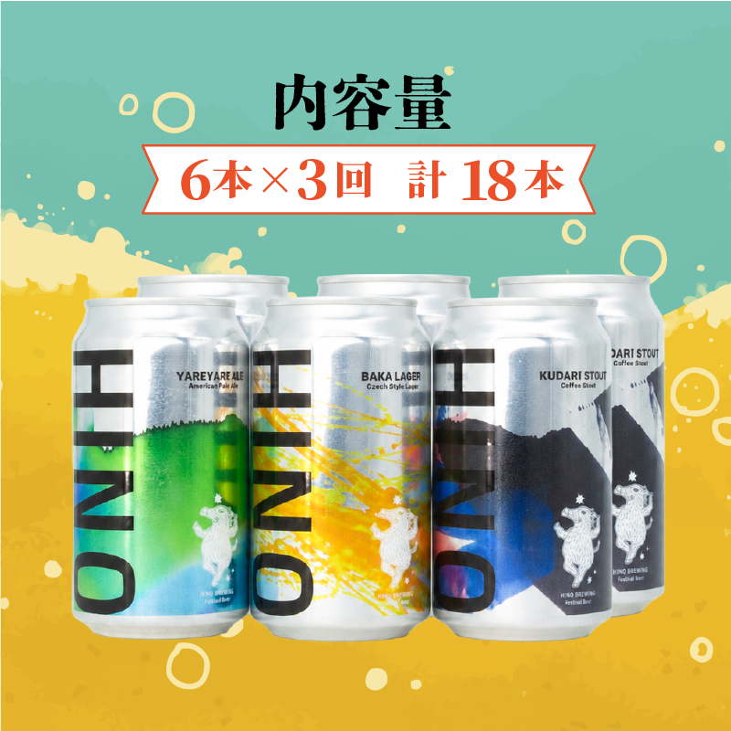 ビール <3回定期便>クラフトビール 缶 3種 6本セット 計18本 囃子【 祭りビール 】(350ml×18本) 計6300ml | ビール クラフトビール 地ビール 日野ビール びーる 地びーる