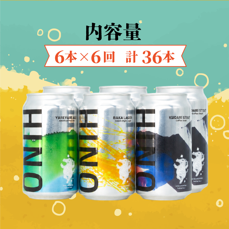 ビール ＜6回定期便＞クラフトビール 缶 3種類 6本セット 計36本 囃子【 祭りビール 】(350ml×36本) 計12600ml | ビール クラフトビール 地ビール 日野ビール びーる