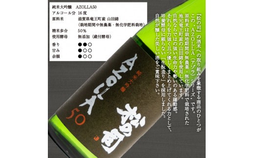 お届け指定可 日本酒 松の司 純米大吟醸 「AZOLLA50」 720ml 1800ml 金賞 受賞酒造 【 お酒 日本酒 酒 松瀬酒造 人気日本酒 おすすめ日本酒 定番 御贈答 銘酒 贈答品 滋賀県 竜王町