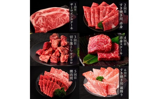 【6ヶ月定期便】 近江牛 食べ比べ 計2.26kg すき焼き 焼肉 赤身ステーキ サーロイン 切り落とし 赤身 霜降り 全6回 黒毛和牛 冷凍 近江牛 ブランド和牛 牛肉 近江牛 焼肉すだく