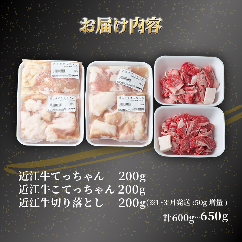 近江牛 もつ鍋 セット 600g ～ 650g 冷凍 もつ ホルモン 切り落とし ふるさと納税 肉 牛 鍋 もつ鍋 てっちゃん こてっちゃん 黒毛和牛 ブランド 近江牛 牛肉 三大和牛 贈り物 ギフト 国産 滋賀県 竜王町