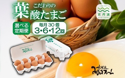 【定期便】葉酸たまごの定期便 たまご30個セット 選べる回数 3回 6回 12回 【 卵 定期便 たまご 新鮮卵 たまごセット  卵定期便  京丹波町 たまご定期便 】 ※北海道・東北・沖縄・その他離