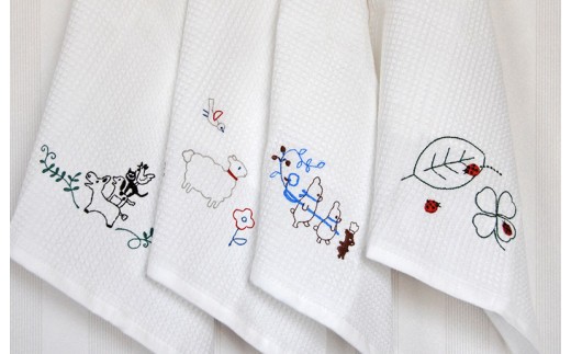 【スピード発送】シンジカトウ「ふきぴか キッチンタオル(刺繍)」セット【泉州タオル 国産 吸水 普段使い 無地 シンプル 日用品 家族 ファミリー】