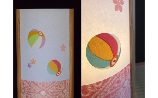 着物生地で作ったおしゃれな行灯 カラフルな紙風船【あんどん 工芸品 和風 置物 壁飾り インテリア】
