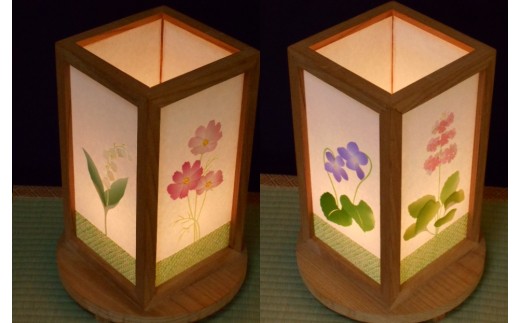 正絹着物生地で作ったおしゃれな行灯 四季の花