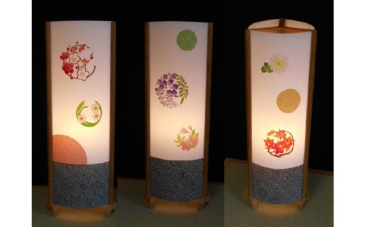 着物生地で作ったおしゃれな行灯 お花のドット【あんどん 工芸品 和風 置物 壁飾り インテリア】