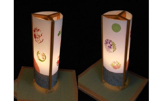 着物生地で作ったおしゃれな行灯 お花のドット【あんどん 工芸品 和風 置物 壁飾り インテリア】