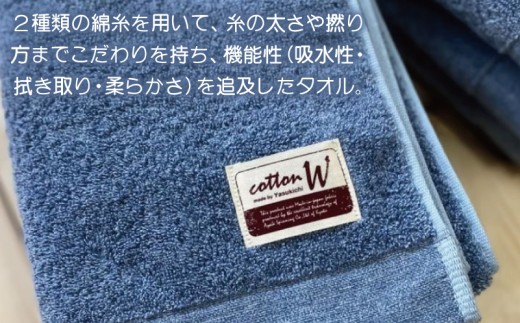 コットンＷ フェイスタオル 6枚（ブルー）【泉州こだわりタオル】【泉州タオル 国産 吸水 普段使い 無地 シンプル 日用品 家族 ファミリー】