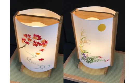着物生地で作ったおしゃれな行灯 秋の植物