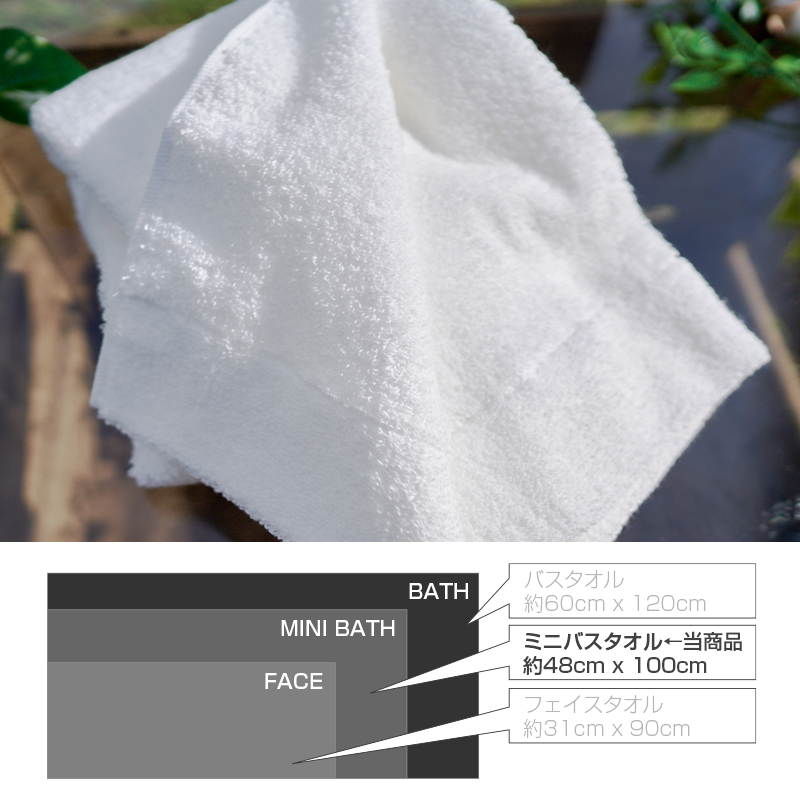 【スピード発送】 エアーミニバスタオル 2枚（ホワイト）【泉州タオル 国産 吸水 普段使い シンプル 日用品 家族 ファミリー】 099H1876