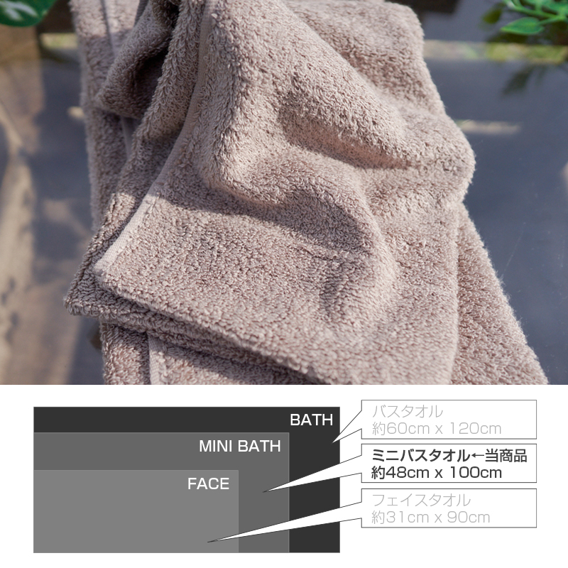 【スピード発送】 エアーミニバスタオル 2枚（ブラウン）【泉州タオル 国産 吸水 普段使い シンプル 日用品 家族 ファミリー】 099H1891