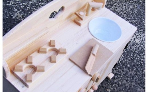 手作り木製 ままごとキッチンDHK 素材色バージョン