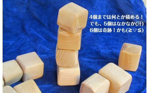手作り国産ブナ製 積みづらい積み木「積めますか?」 099H2202