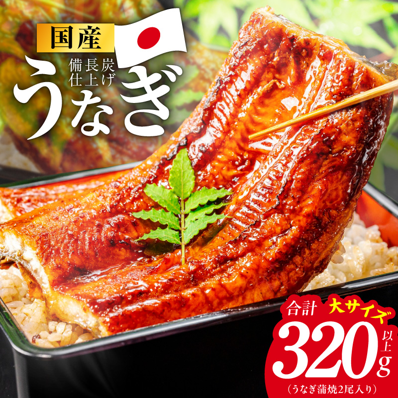 国産うなぎ蒲焼 320g以上（大サイズ2尾）【レンチン 湯煎対応 簡単調理 鰻 ウナギ 人気総菜 日本産 土用の丑の日にも】 G4236