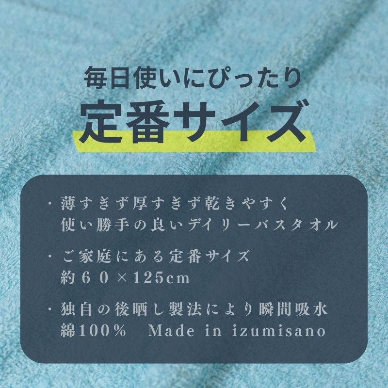 カラーバスタオル 4枚 （アクア）【泉州タオル 国産 吸水 普段使い シンプル 日用品 家族 ファミリー】 G4408