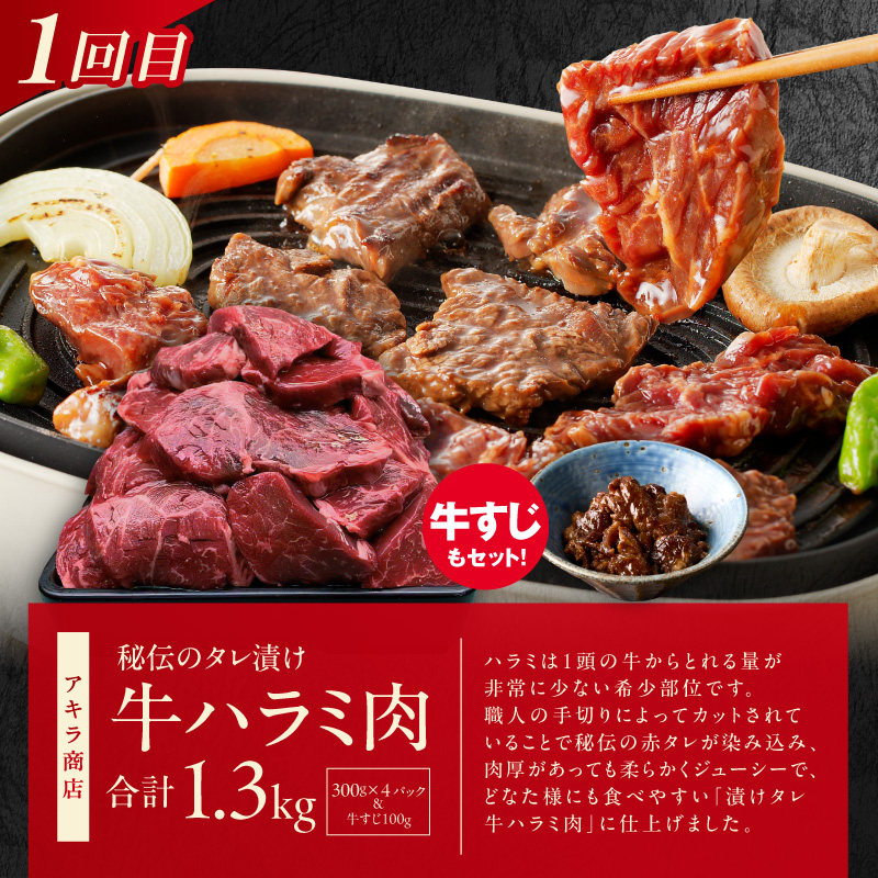 1位獲得の肉 定期便 全3回 総量 3.8kg【牛肉 焼肉 牛タン ハラミ 牛ヒレ お肉 福袋 訳あり サイズ不揃い 毎月配送コース】 099Z648