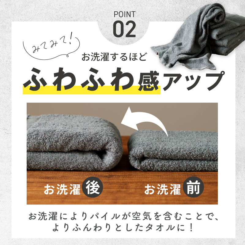 濃色カラー バスタオル 4枚セット（ブルーグレー＆ダークグレー 各2枚）【泉州タオル 国産 吸水 普段使い シンプル 日用品 家族 ファミリー】 G4381