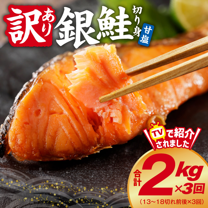 【定期便】銀鮭 切り身 2kg(約18切れ)×全3回 G6146
