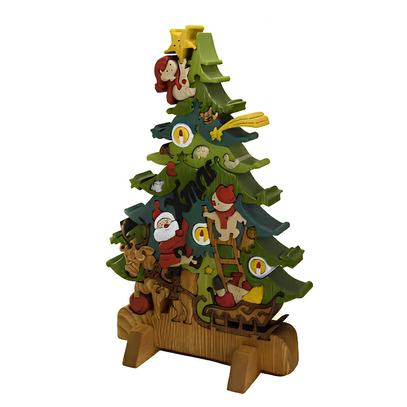 木工パズルクリスマスツリー３（色付き） 積み木 積木 つみき 木のおもちゃ 動物つみき バランス ごっこ遊び おもちゃ 木製玩具 知育玩具 男の子 女の子 子供 子ども 国産 安心 安全 出産祝い お