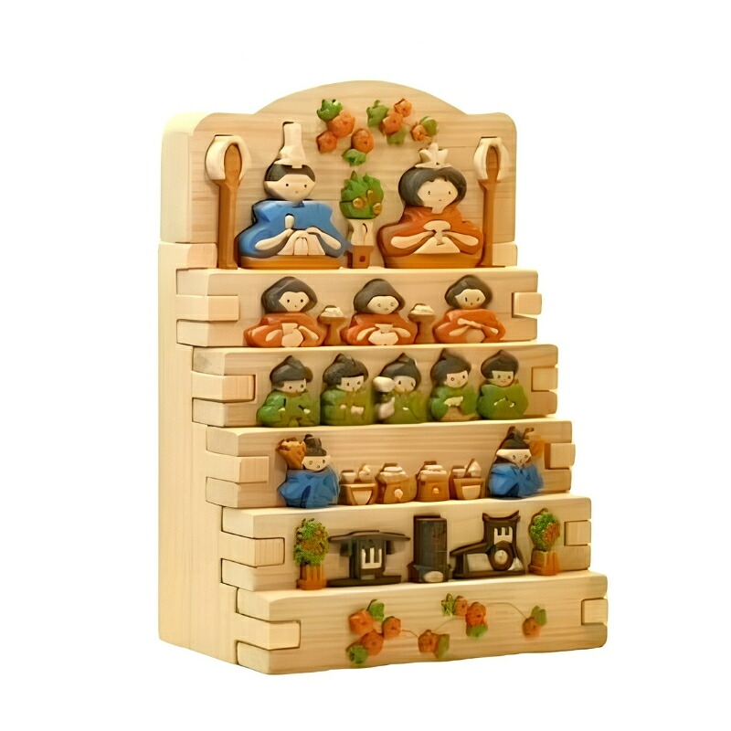 木工パズル　おひなさま　5段飾り ｜ こだわりの逸品 地域特産品 ギフト 自分用 人気 おすすめ 積み木 積木 つみき 木のおもちゃ 動物つみき バランス ごっこ遊び おもちゃ 木製玩具 知育玩具 男