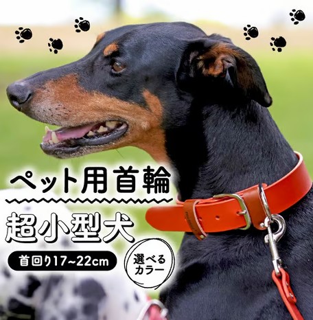 ペット用首輪 超小型犬用 レッド 首回り17-22cm