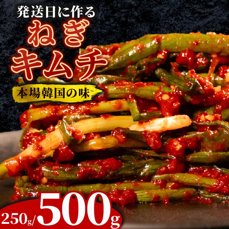 ＼これが本場の味／ ねぎキムチ 250~500g ネギ 葱 キムチ 本格 自家製 ご飯のお供 おつまみ 旨辛 甘辛 新鮮 韓国 グルメ お取り寄せ ヤンニョム フルーツ 使用 かわち屋 大阪府 松原市