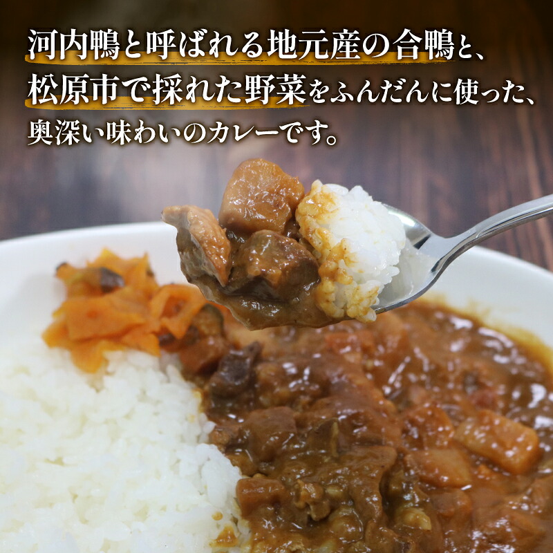 【河内鴨 レトルトカレー】 合鴨カレー 200g×4食 常温保存 国産野菜 レトルトカレー レトルト 常温 カレー 鴨カレー 鴨肉 合鴨肉 鴨 湯煎 大阪 松原市