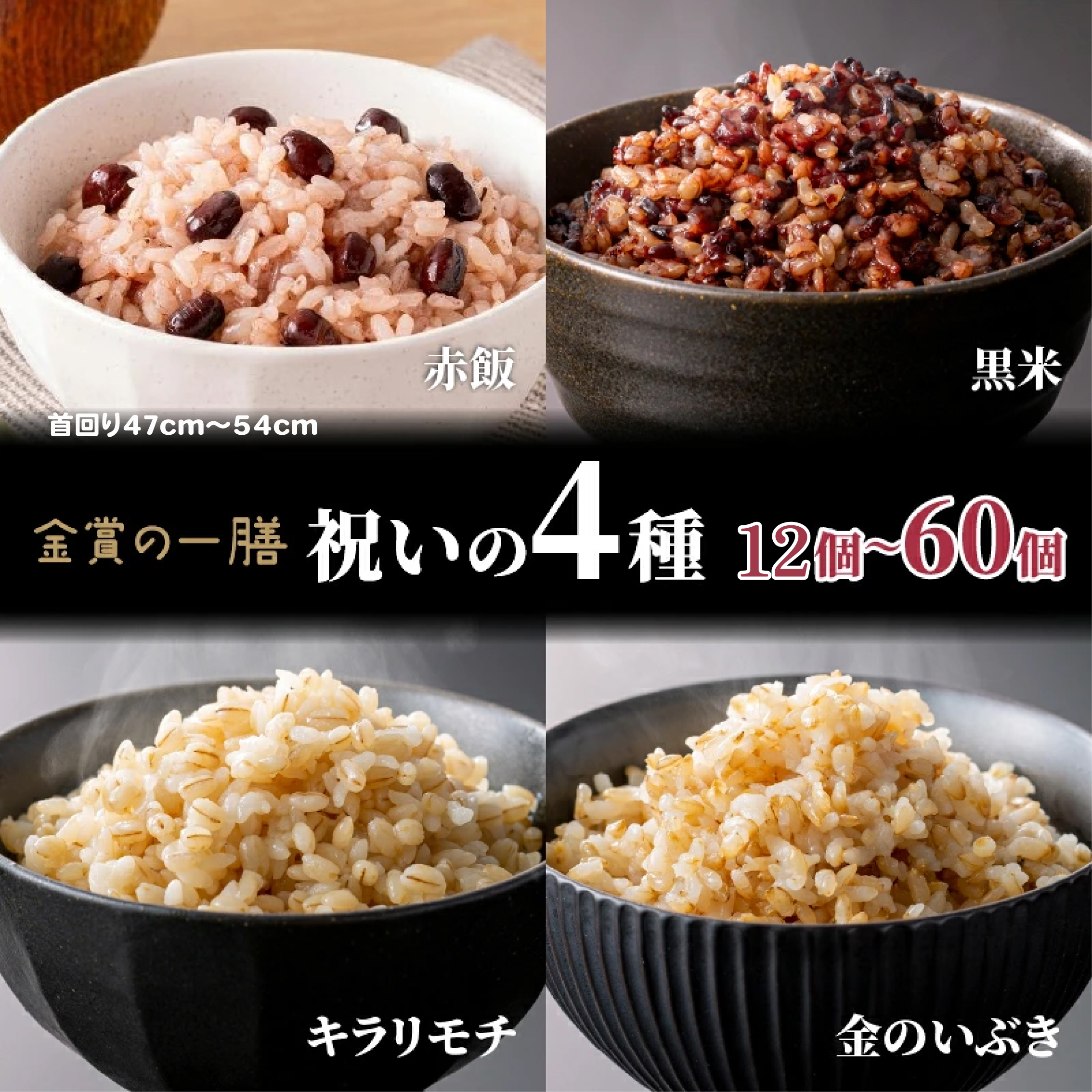 ご飯パック 金賞 健康米 食べ比べ 祝いの4種セット 黒米 金のいぶき キラリモチ 赤飯 120g×12～36個入り 国産 レンチン もち麦 軽食 夜食 簡単 白米 麦 食物繊維 ビタミン 御飯