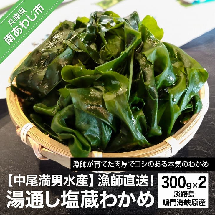 【漁師直送】湯通し塩蔵わかめ300ｇ×2袋【淡路島鳴門海峡原産】