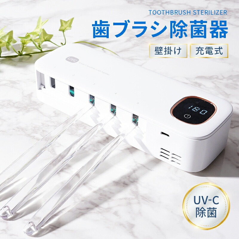 歯ブラシ除菌器 【カラー選択可】〈ライズクリエイション atRise〉 歯ブラシ 除菌 壁掛け式 カビ防止 歯ブラシ収納 ケース 静音 USB充電式 LEDライト ドライ Type-c タイプC